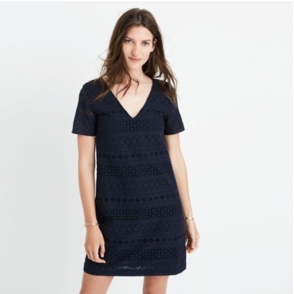 Madewell Navy Embroidered Eyelet Tunic Dress XS